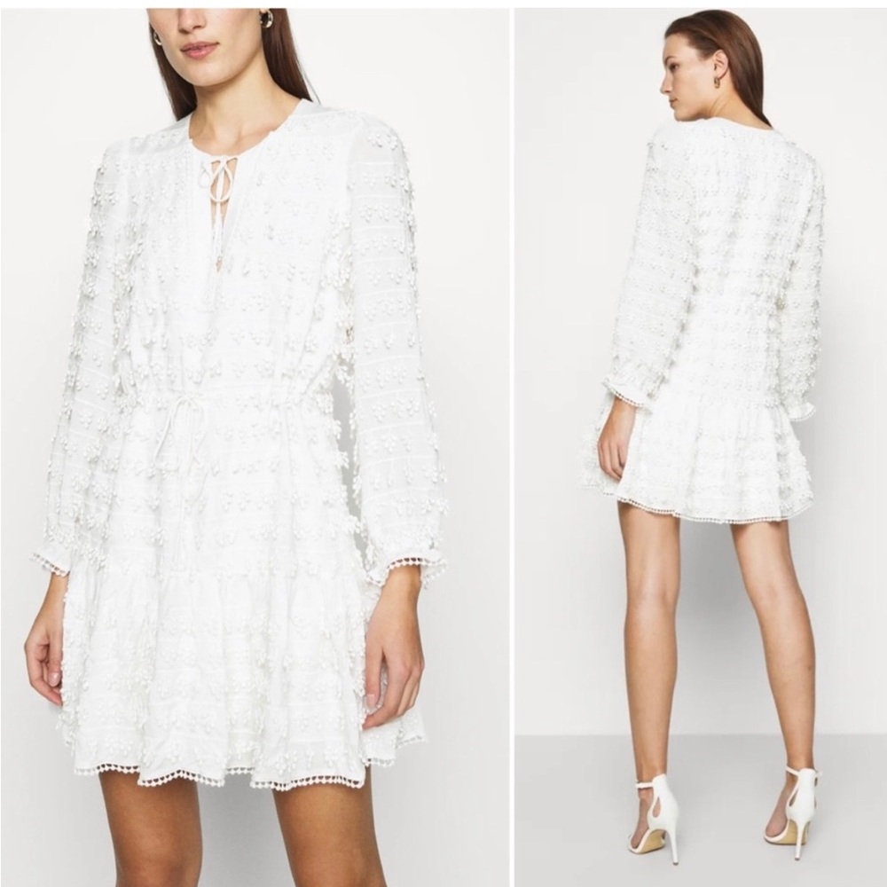 FARM Rio Fringe Dress. Adjustable gathers waist or wear as a Tunic. Size Med